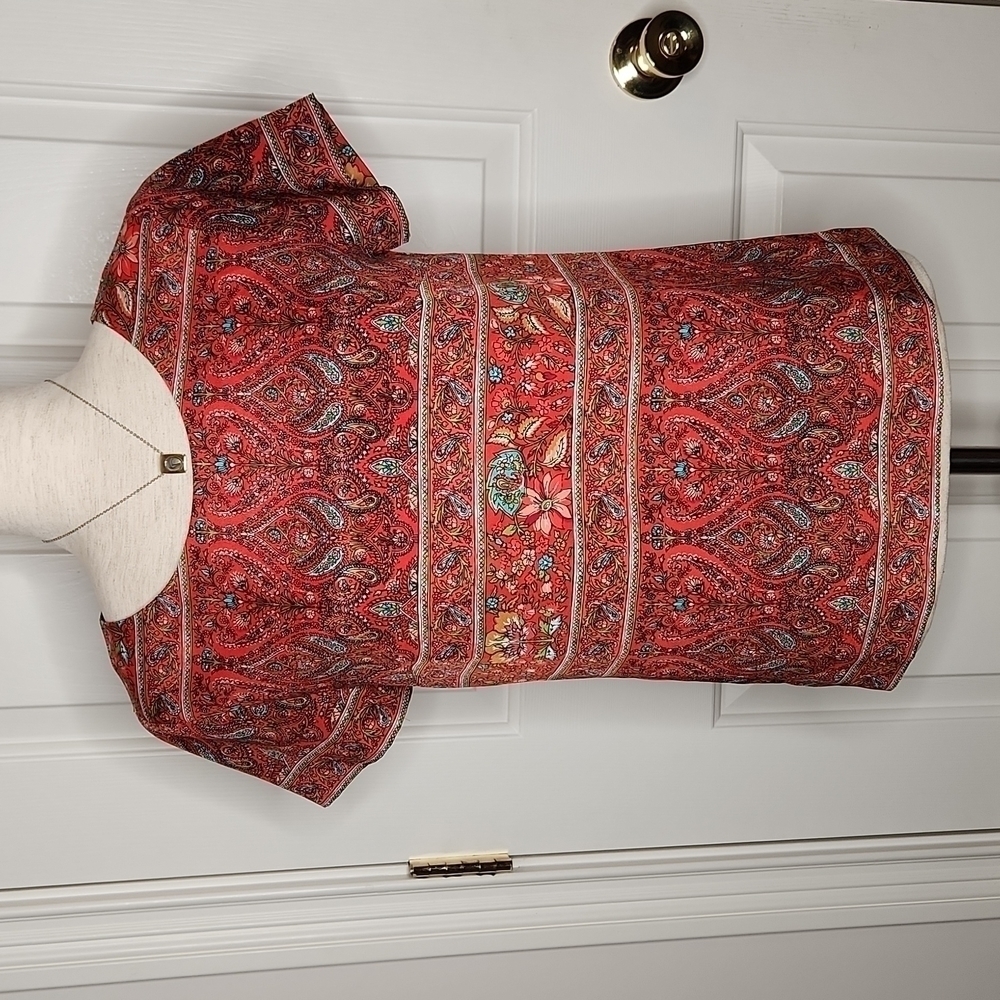 J. Crew Red Paisley Print Top Size XXS